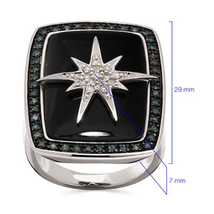 125999-Anel em Prata 925 com Ônix e Diamantes