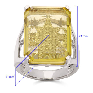 126004-Anel em Prata 925 com Quartzo Limão e Diamantes