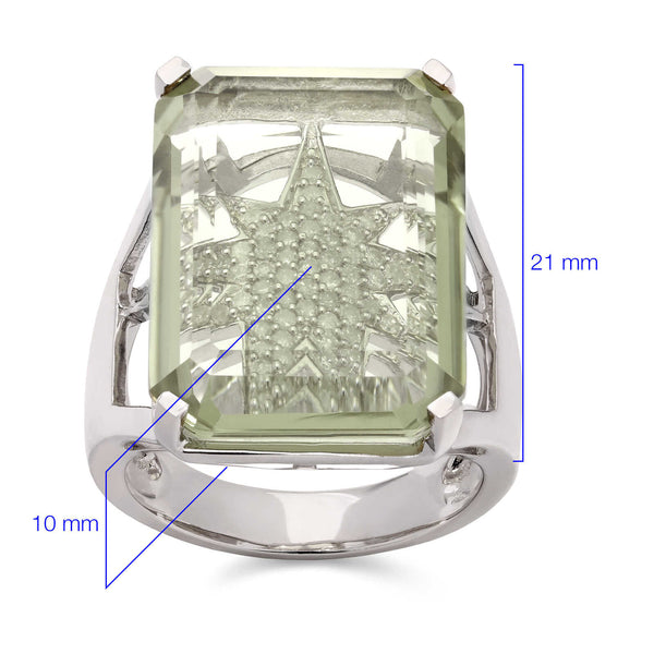 126009-Anel em Prata 925 com Prasolita e Diamantes