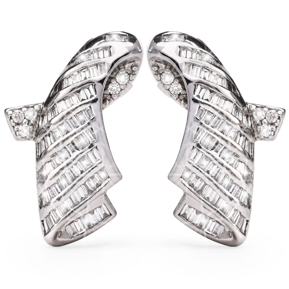 126187- Par de Brinco em Ouro Branco Com Diamantes