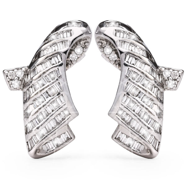 126187- Par de Brinco em Ouro Branco Com Diamantes
