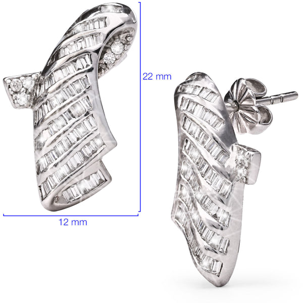 126187- Par de Brinco em Ouro Branco Com Diamantes