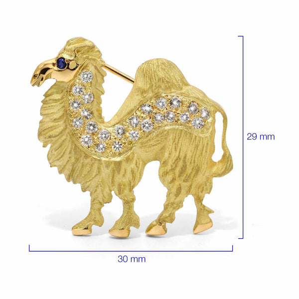 126467-Broche Linha Giovanni em Ouro Amarelo 18k Camelo com Safira e Diamantes