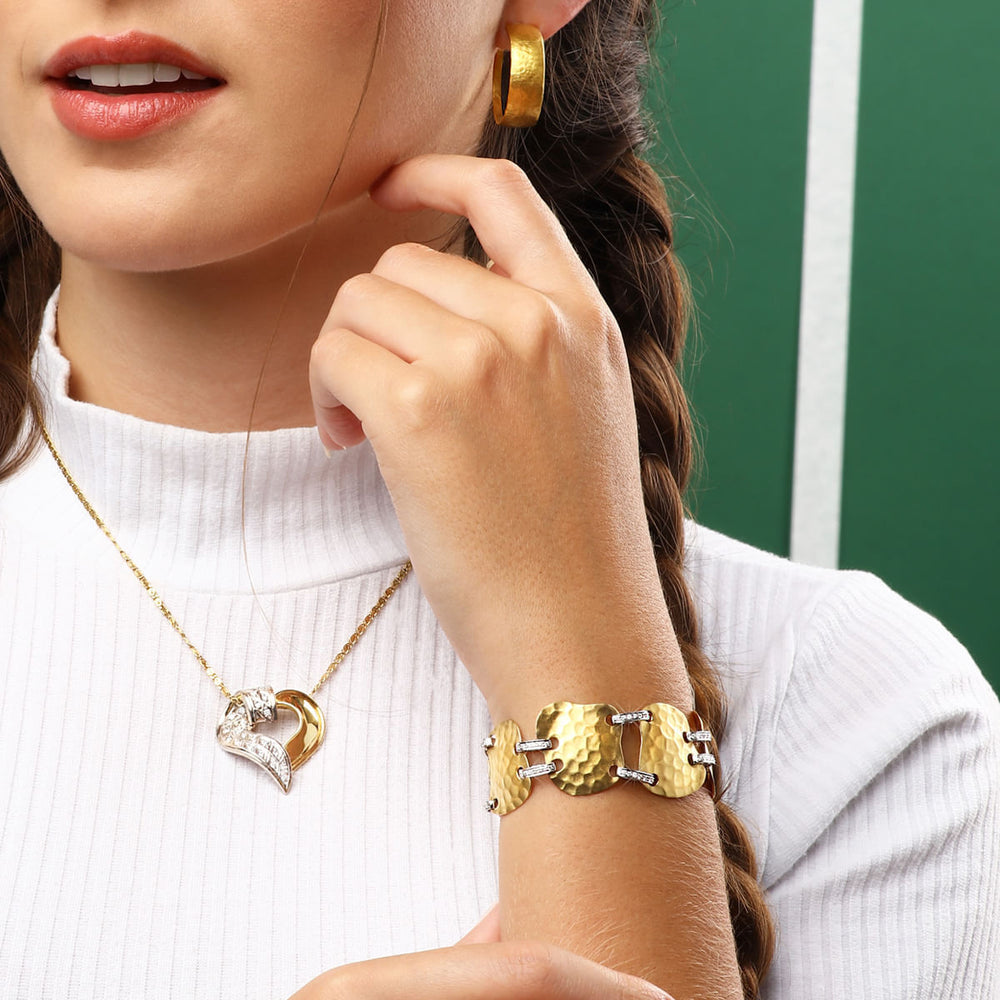 Pulseira em Ouro Amarelo 18k  e Ouro Branco 18k com Diamantes
