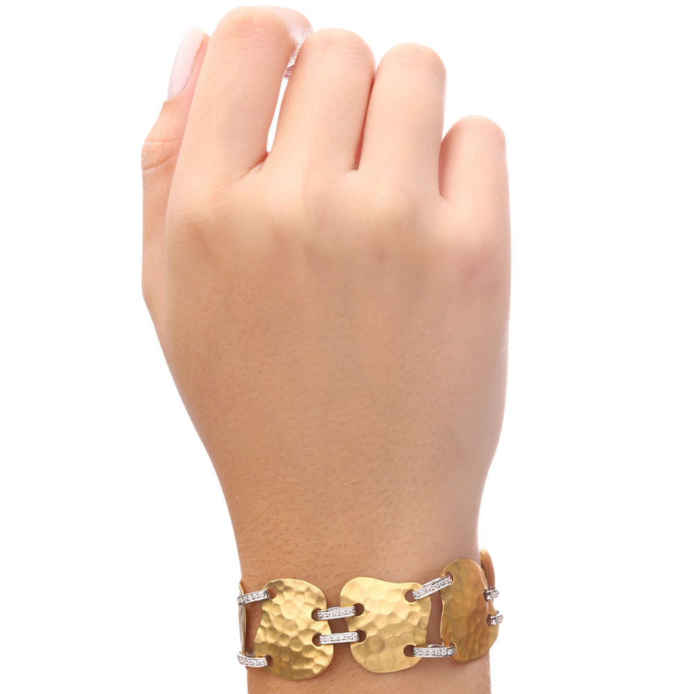Pulseira em Ouro Amarelo 18k  e Ouro Branco 18k com Diamantes