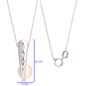 Pingente em Ouro Branco 18k com Perola e 4 Diamantes