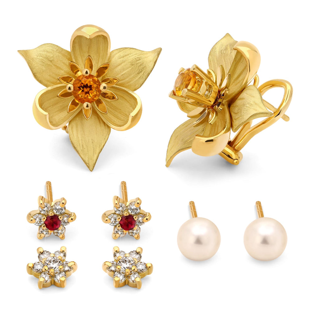 126683-Par de Brinco Linha Giovanni em Ouro Amarelo 18k