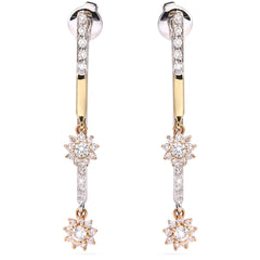 126844 - Par de Brinco em Ouro Amarelo 18k  Det. em Ouro Bco 18k com Diamantes