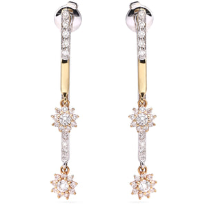 126844 - Par de Brinco em Ouro Amarelo 18k  Det. em Ouro Bco 18k com Diamantes