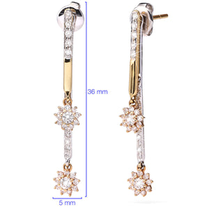 126844 - Par de Brinco em Ouro Amarelo 18k  Det. em Ouro Bco 18k com Diamantes