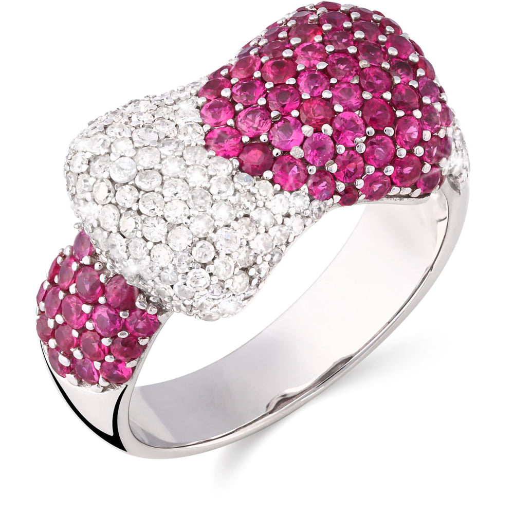 126884 - Anel em Ouro Branco 18k com Rubis e Diamantes Aprox. 2,41 cts