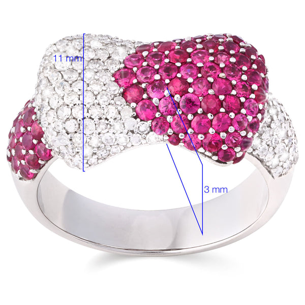 126884 - Anel em Ouro Branco 18k com Rubis e Diamantes Aprox. 2,41 cts