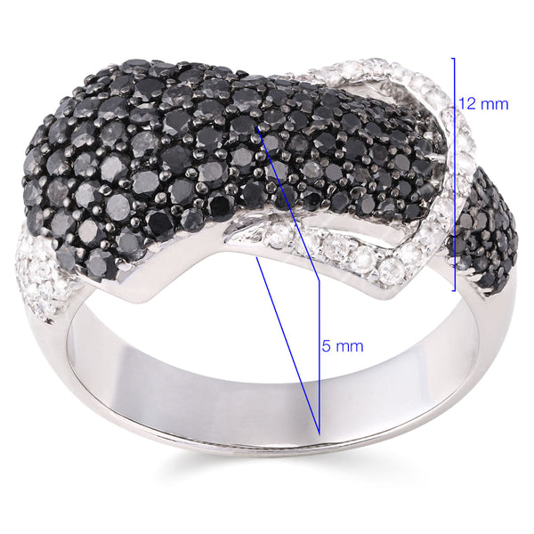 126948 - Anel em Ouro Branco 18 k  com Diamantes Negros e Brancos Aprox. 1,90 cts