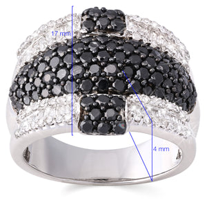 126951-Anel em Ouro Branco de Diamantes Negros e Brancos