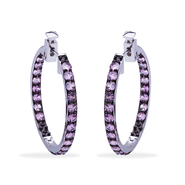 Argola em Prata 925 com Espinélios Rosas