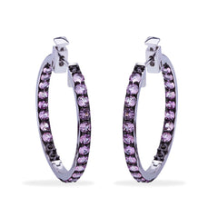 Argola em Prata 925 com Espinélios Rosas