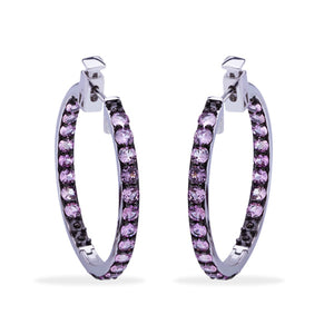 Argola em Prata 925 com Espinélios Rosas