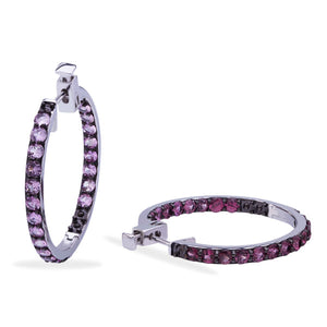 Argola em Prata 925 com Espinélios Rosas