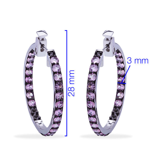 Argola em Prata 925 com Espinélios Rosas