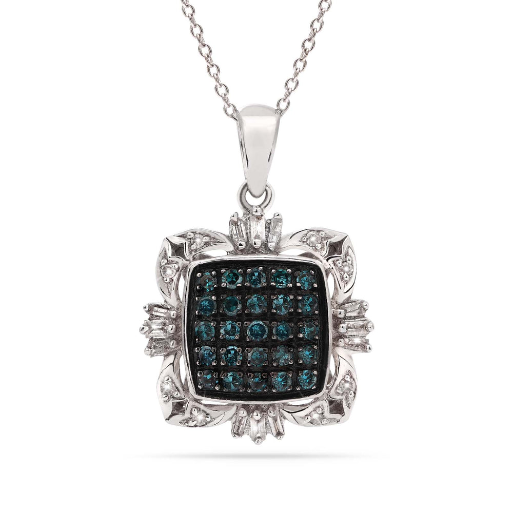Pingente em Prata 925 com Diamantes Azuis e Brancos