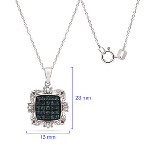 Pingente em Prata 925 com Diamantes Azuis e Brancos