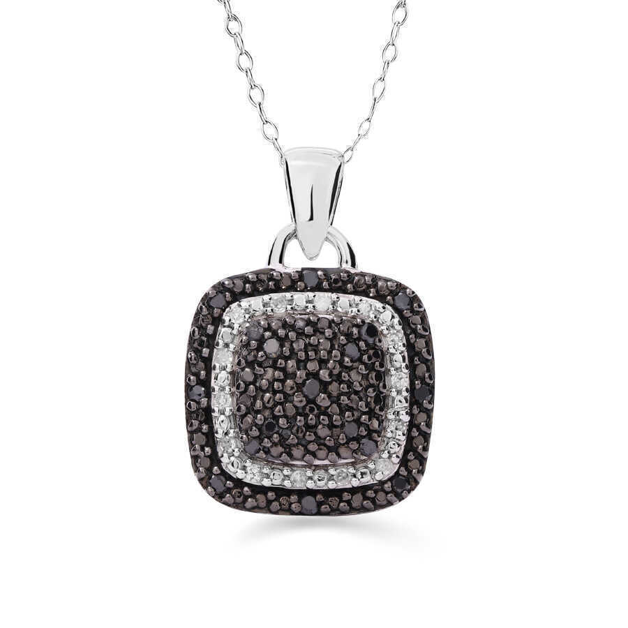 Pingente em Prata 925 com Diamantes Negros e Brancos