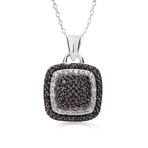 Pingente em Prata 925 com Diamantes Negros e Brancos