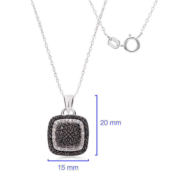 Pingente em Prata 925 com Diamantes Negros e Brancos