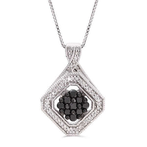 Pingente em Prata 925 com Diamantes Negros e Brancos