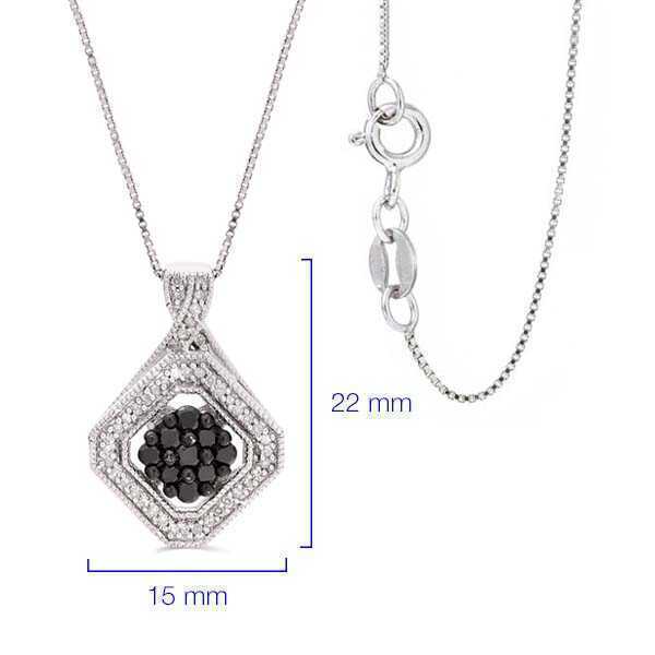 Pingente em Prata 925 com Diamantes Negros e Brancos