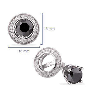 Par de Brinco Em Prata 925 com Diamantes Brancos e Negros