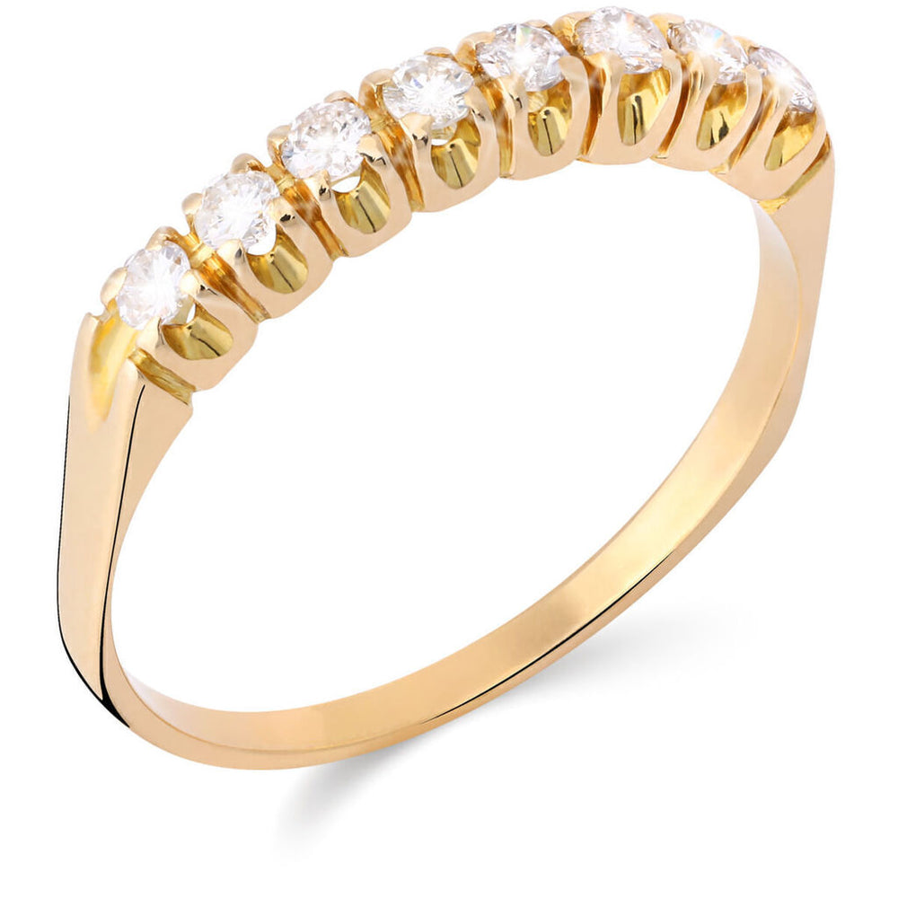 Meia Aliança em Ouro Amarelo 18 k com 8 Diamantes
