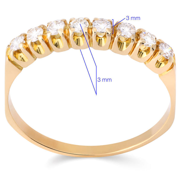 Meia Aliança em Ouro Amarelo 18 k com 8 Diamantes