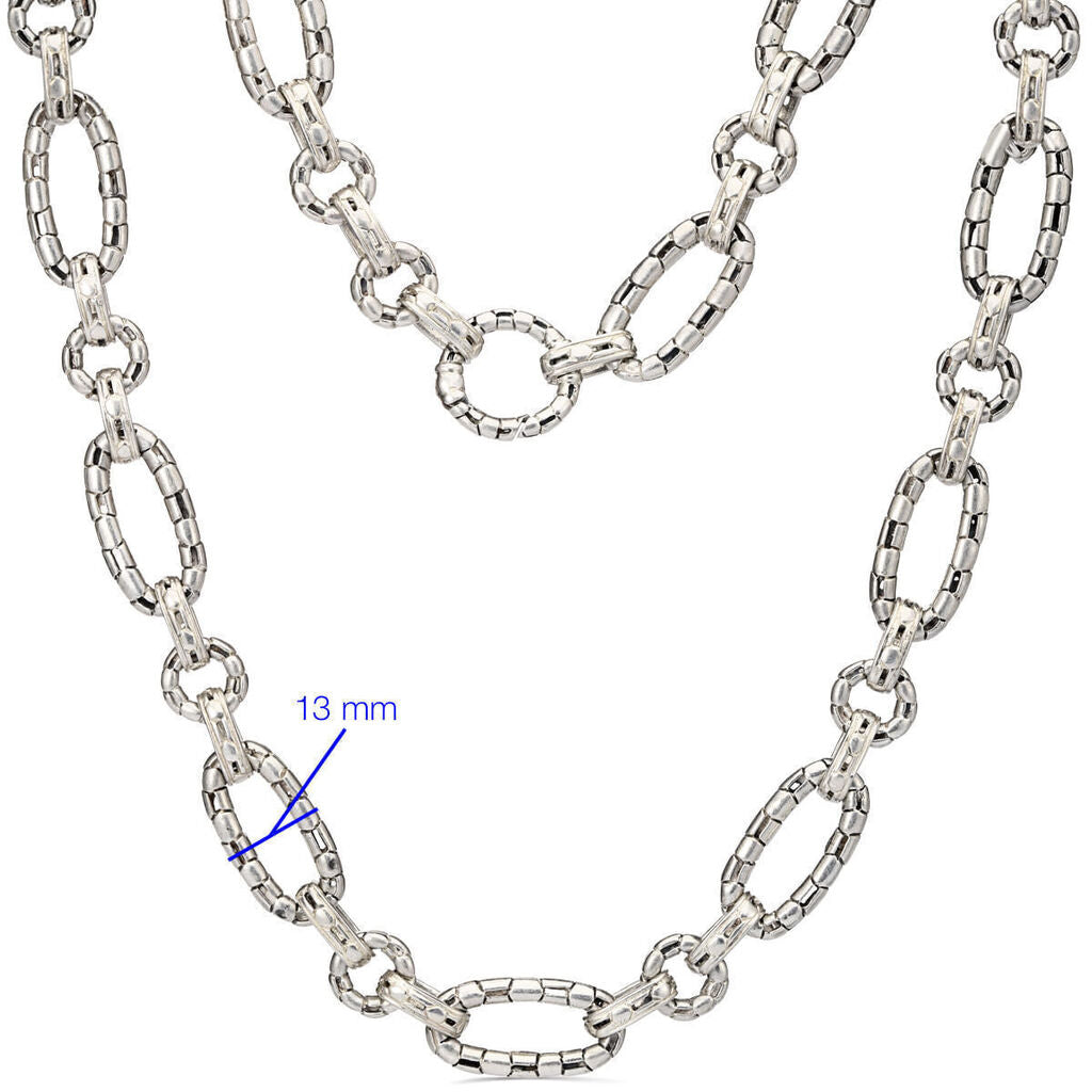 Colar Pulseira e Brinco Elos em Prata 925