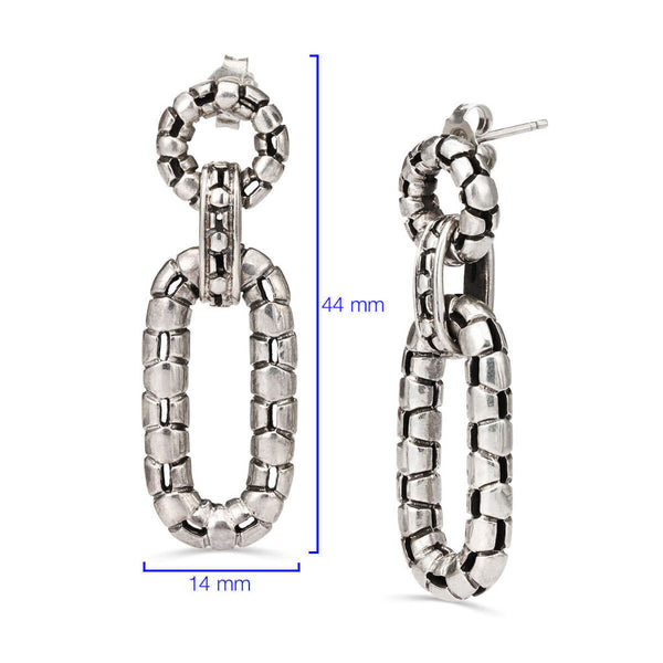 Colar Pulseira e Brinco Elos em Prata 925