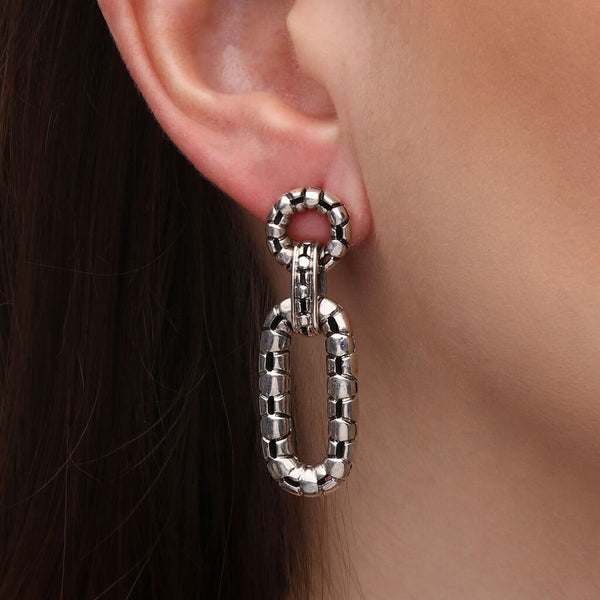 Colar Pulseira e Brinco Elos em Prata 925