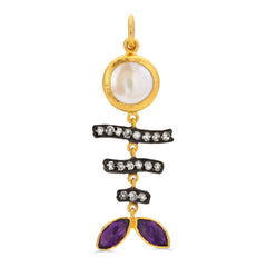 128854-Pingente Linha Ara Collection em Ouro Amarelo 23,64 k com Pérola, Diamantes e Ametistas