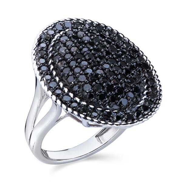 Anel em Prata 925 com Diamantes Negros