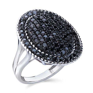 Anel em Prata 925 com Diamantes Negros