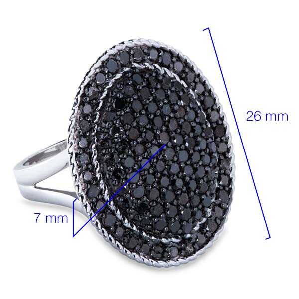 Anel em Prata 925 com Diamantes Negros