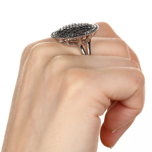 Anel em Prata 925 com Diamantes Negros