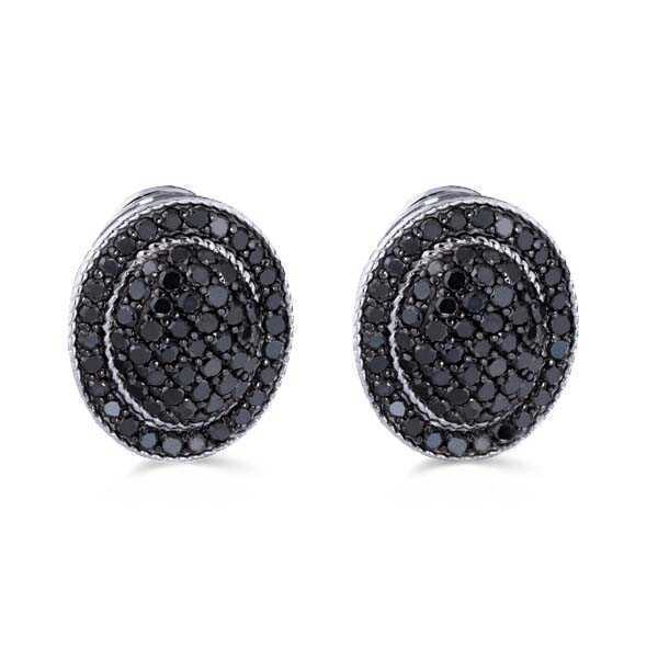 Par de Brinco em Prata 925 com Diamantes Negros