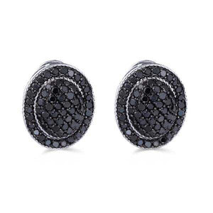 Par de Brinco em Prata 925 com Diamantes Negros