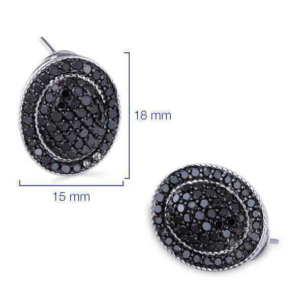 Par de Brinco em Prata 925 com Diamantes Negros