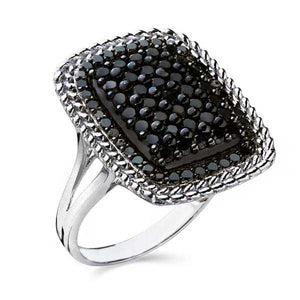 Anel  em Prata 925 com Diamantes Negros