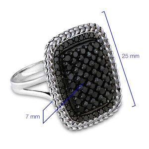 Anel  em Prata 925 com Diamantes Negros