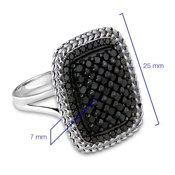 Anel  em Prata 925 com Diamantes Negros