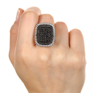 Anel  em Prata 925 com Diamantes Negros