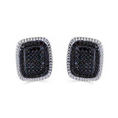 Par de Brinco em Prata 925 com Diamantes Negros