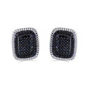 Par de Brinco em Prata 925 com Diamantes Negros